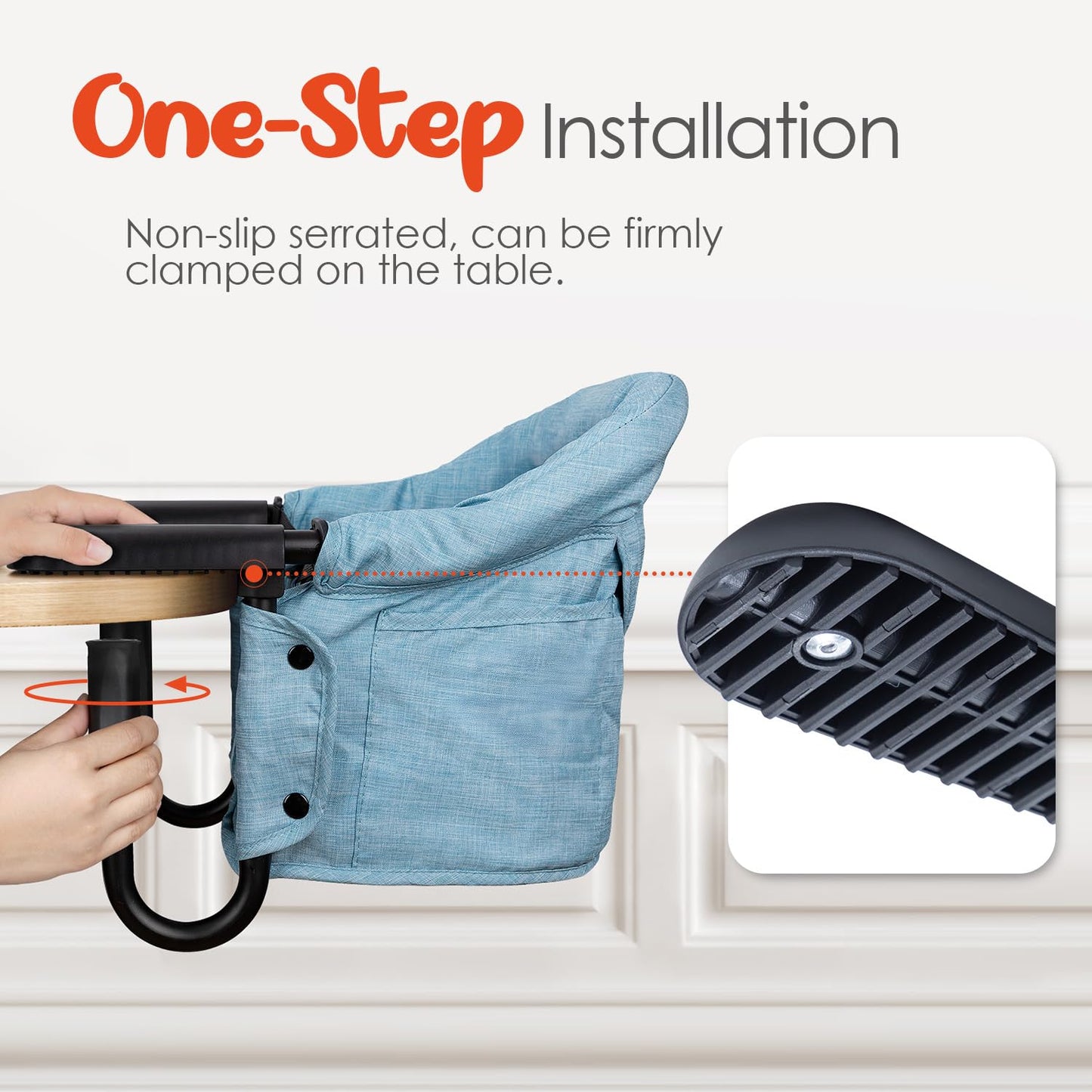 Hook On High Chair - Portable & Foldable for Babies 6-36 Months, Family & Travel Use with Carry Bag(Sky Blue)