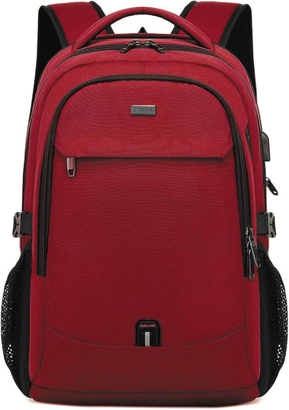 DUSLANG 17 Inch Laptop Backpack for Travel Water Resistant College Backpack for Women Laptop Bag with USB Charging Port,Red A