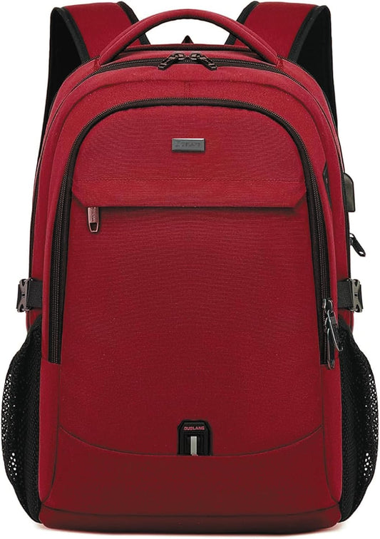 DUSLANG 17 Inch Laptop Backpack for Travel Water Resistant College Backpack for Women Laptop Bag with USB Charging Port,Red A