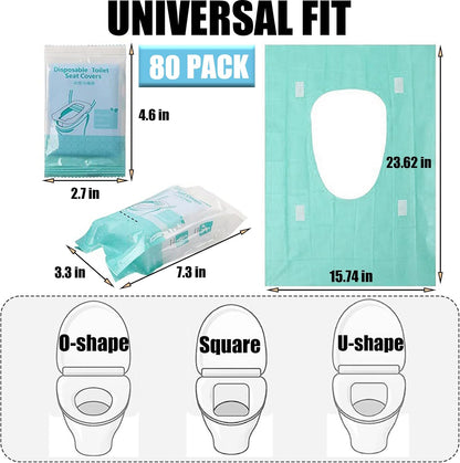 80 Pack Toilet Seat Covers Disposable 16x24 Inch XL Portable Toilet Liners Travel Seat Cover for Outdoors,Hotel, Hospital, Travel, Public Toilet Seat Cover (80pack, GREEN)