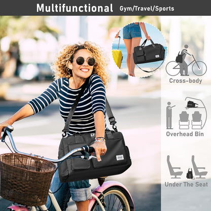 NPBAG Women Travel Duffel, Multi Functional Large Expandable Weekender Carry-on Tote, Gym Workout Overnight Bag, Mommy Hospital Bag for Labor and Delivery