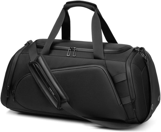 Duffle Bag for Travel, Carry on Gym Bag for Men, Waterproof Sport Bags with Shoe Compartment, 40L Weekender Men Tote Bag for Camping, Hiking, Trips - Black (CORDURA®)