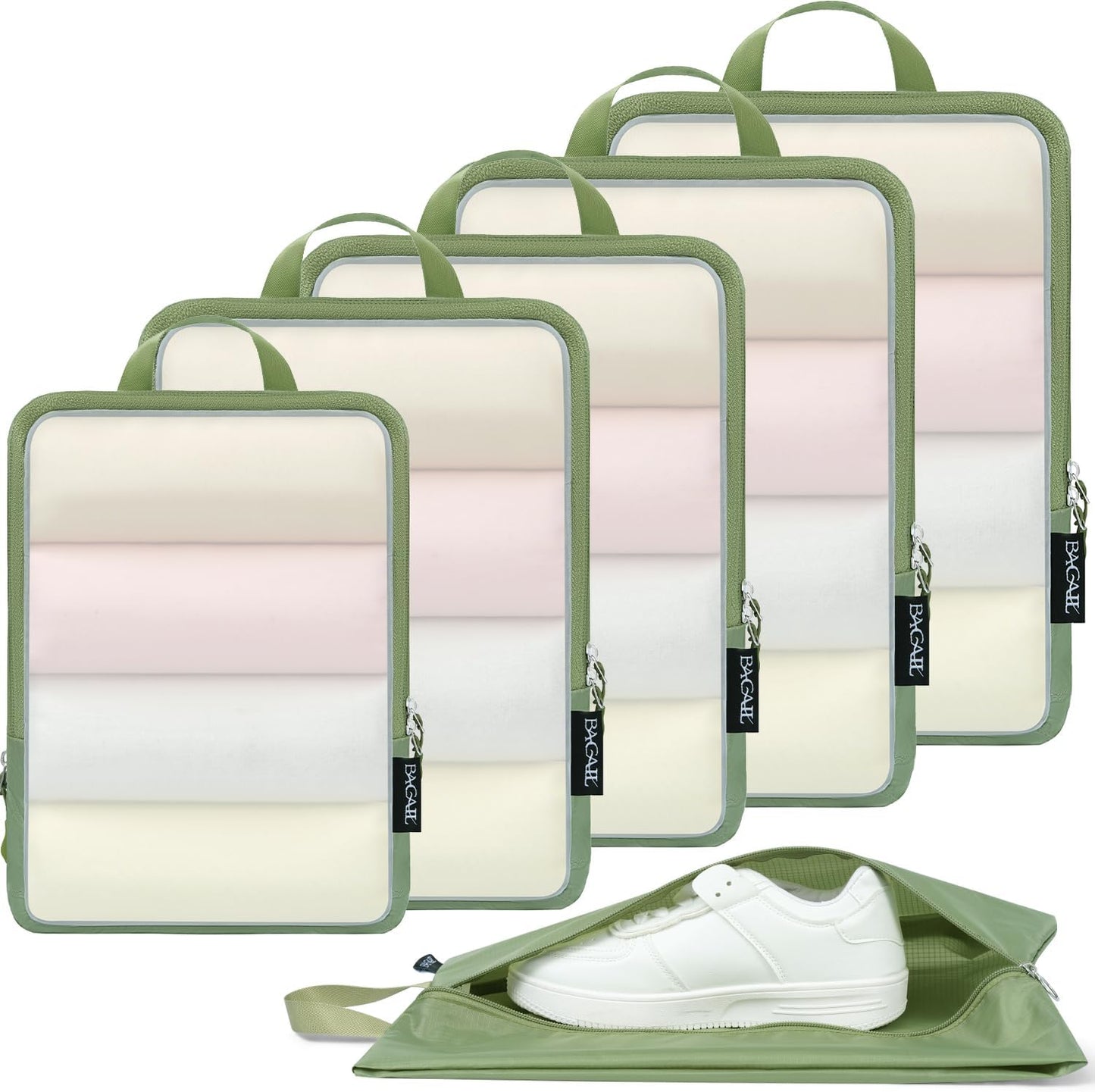 BAGAIL 6 Set Ultralight Compression Packing Cubes Packing Organizer for Travel Accessories Luggage Suitcase Backpack