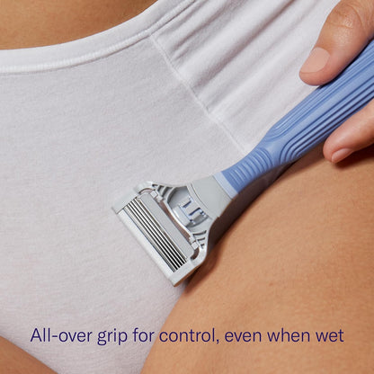 Flamingo Pubic Hair Razor for Women, Shaving Kit, 1 Pubic Razor Handle, 4 Five-Blade Refills, 1 Shower Holder, Starter Set, Full Kit