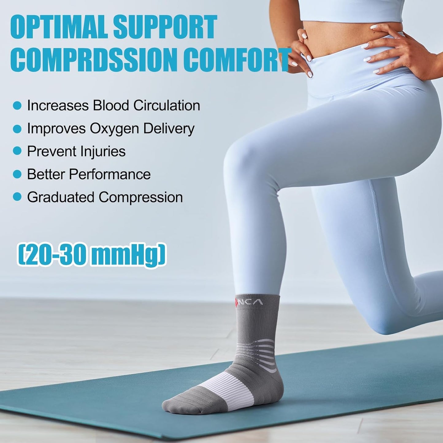 NEENCA Medical Compression Socks—2 Pairs, Ankle Socks for Injury Recovery, Pain Relief, Swelling, Sport Protection 20-30 mmHg