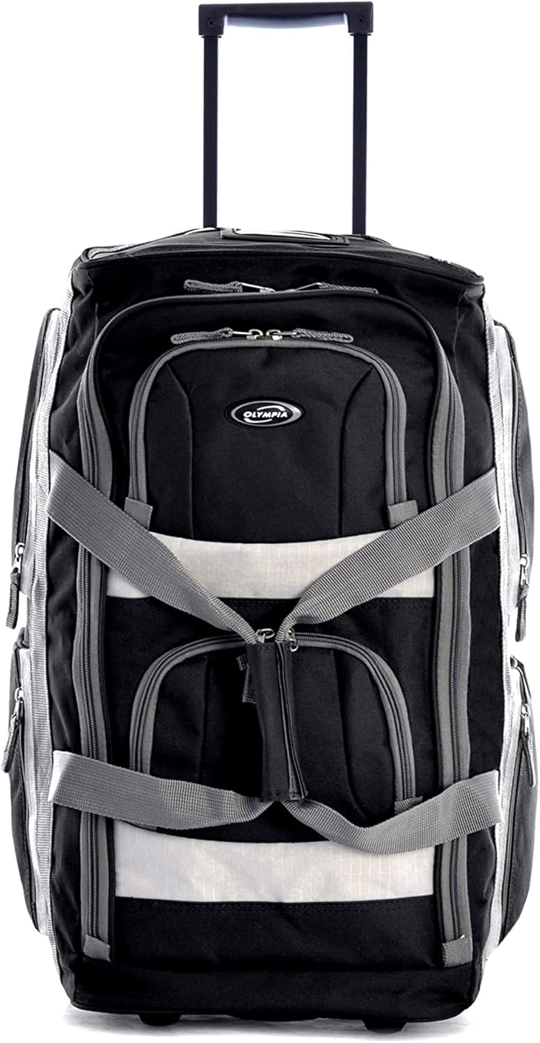 Olympia U.S.A. 29 inch Jumbo Size 8 Pockets Wheeled Rolling Duffel Bag Water Resistant Luggage Lightweight Travel Suitcase with Retractable Handle
