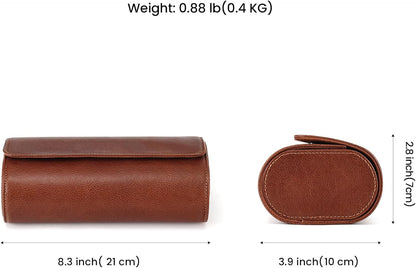 JOYIR Watch Roll for Travel, Genuine Leather Watch Case Organizer with 3 Pillows | Portable Storage & Display Case for Men, Women | Ideal Gift for Father's Day, Birthday, Christmas
