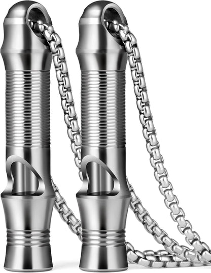 TISUR Titanium Emergency Whistle,EDC Safety Whistles Necklace Loud up to 120db,Survival Whistles for Survival,Hiking,Camping,Pets Training