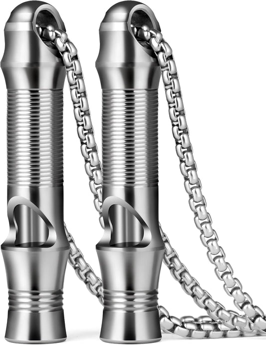 TISUR Titanium Emergency Whistle,EDC Safety Whistles Necklace Loud up to 120db,Survival Whistles for Survival,Hiking,Camping,Pets Training