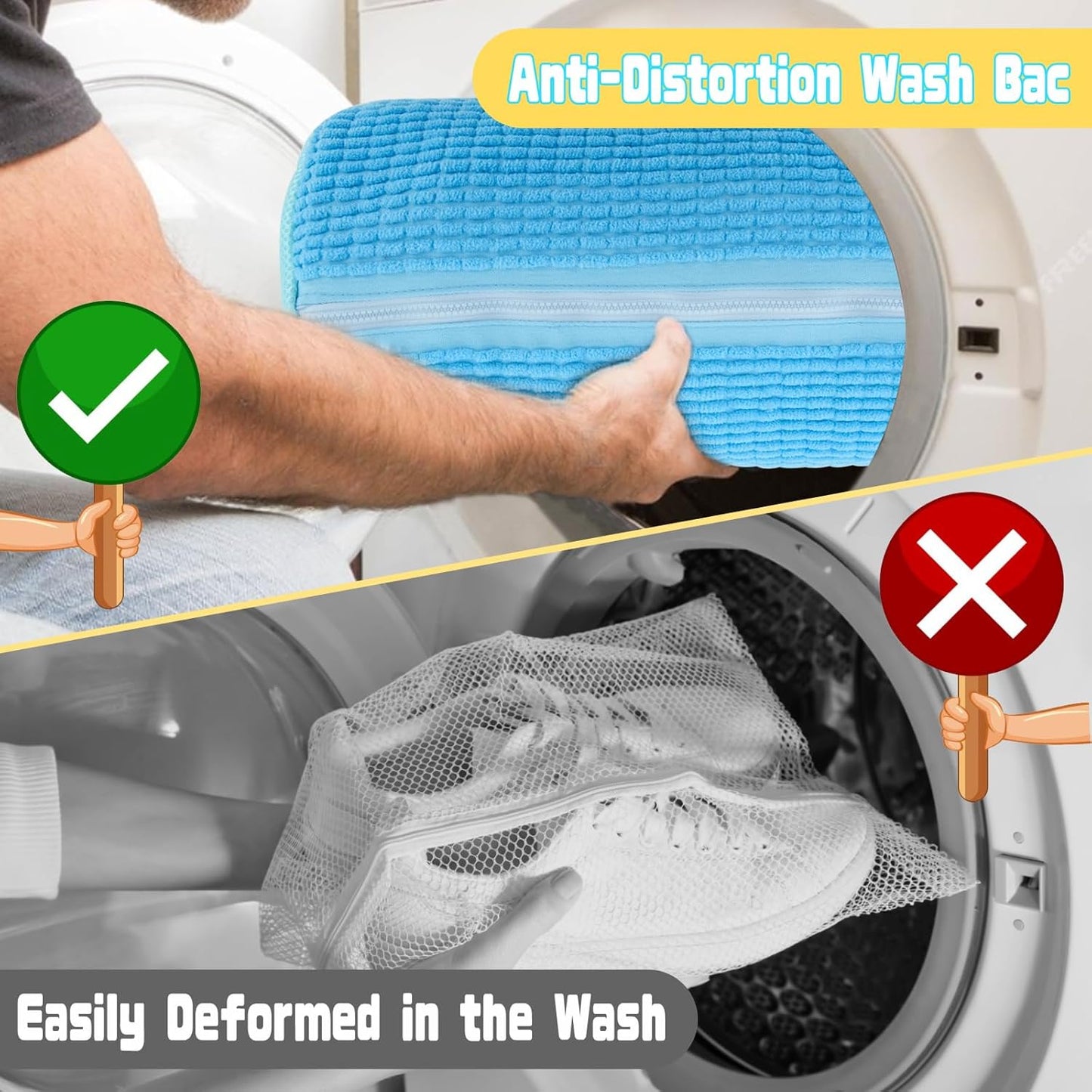 2PCS Shoe Washing Machine Bgs,Laundry Shoe Bags for Washer and Dryer, Reusable and Durable Zipper Sneaker Shoe Washing Bag, Tennis Shoe Cleaning Bag for All Shoe Types (Blue)