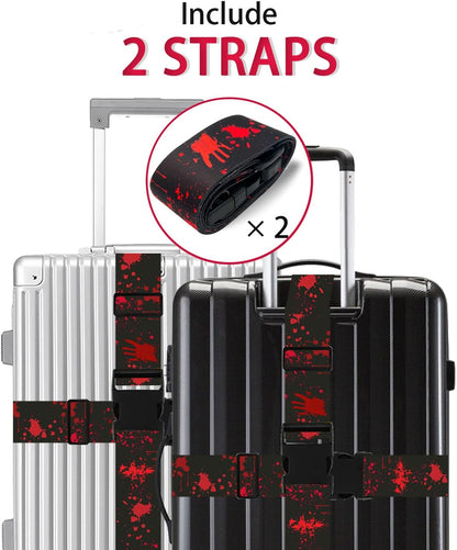 Horror Luggage Straps for Suitcases TSA Approved, Luggage Identifiers for Suitcase, Adjustable Suitcase Strap for Baggage Security with Cute Patten, Travel Necessary Accessories (2 Pack)