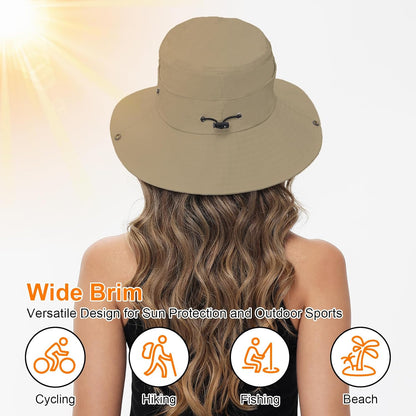 Sun Hats for Women Bucket Hat UV Protection Fishing Hat Wide Brim Safari Hats 2 in 1 Zip-Off Sun Visor Hats UPF 50+
