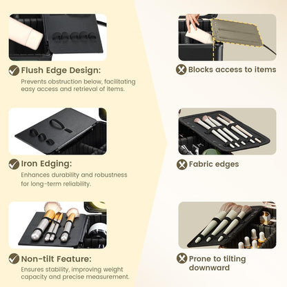 Makeup Box with Magnetic Lighted Up Mirror Makeup Organizer Box Travel Cosmetic Case Portable Vanity with 3 Colors LED MirrorMake up Suitcase with Lockable Keys Dividers Brush Holder Dark Green