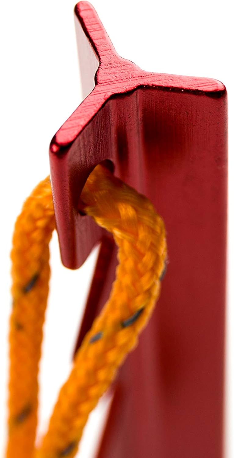 Aluminum Alloy Tent Stakes Pegs, 12-Pack Aluminum Ground Pegs with Reflective Pull Ropes, Lightweight Metal Stakes Pegs for Camping Tents Hammocks