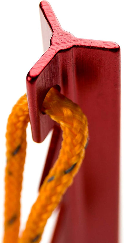 Aluminum Alloy Tent Stakes Pegs, 12-Pack Aluminum Ground Pegs with Reflective Pull Ropes, Lightweight Metal Stakes Pegs for Camping Tents Hammocks