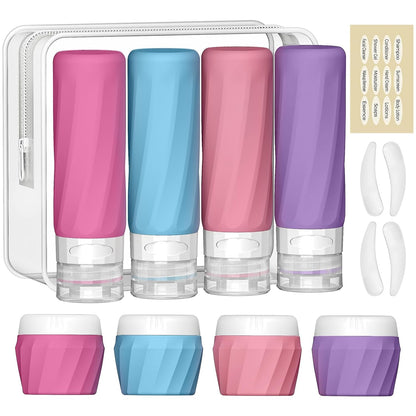 14pack Travel Bottles for Toiletries, TSA Approved Travel Size Toiletries Containers Set, Premium Silicone Leak Proof Refillable Bottles & Creams Jars Accessories Kit W/Clear Bag (Vibrant)