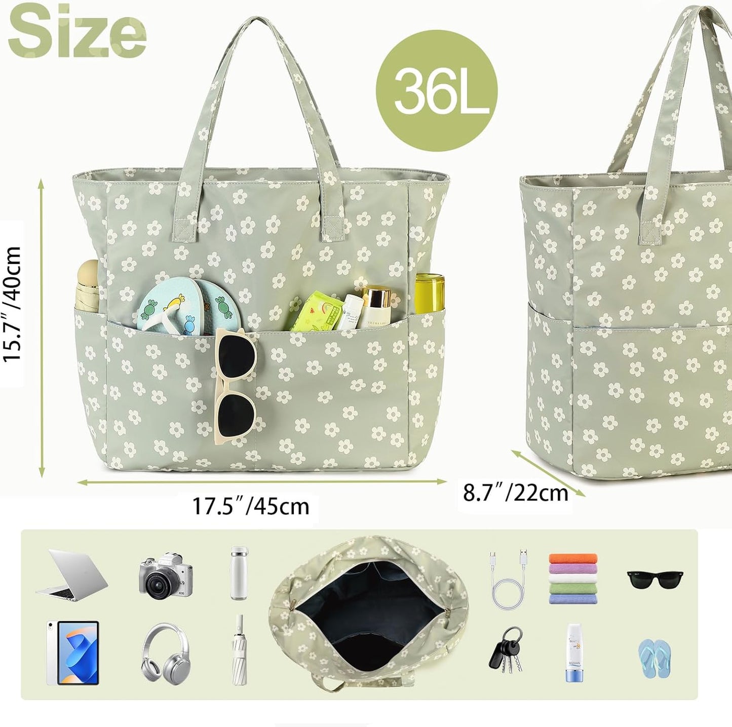 Waterproof Beach Tote Pool Bags for Women Ladies Extra Large Gym Tote Carry On Bag With Wet Compartment for Weekender Travel