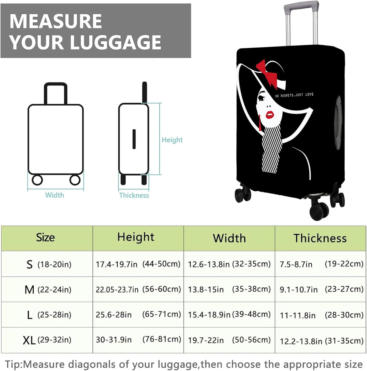 Travel Luggage Cover Suitcase Protector Fits 18-32 Inch Wheel Covers PatternedTravel Related Items Flower Luggage Protector Elastic XL