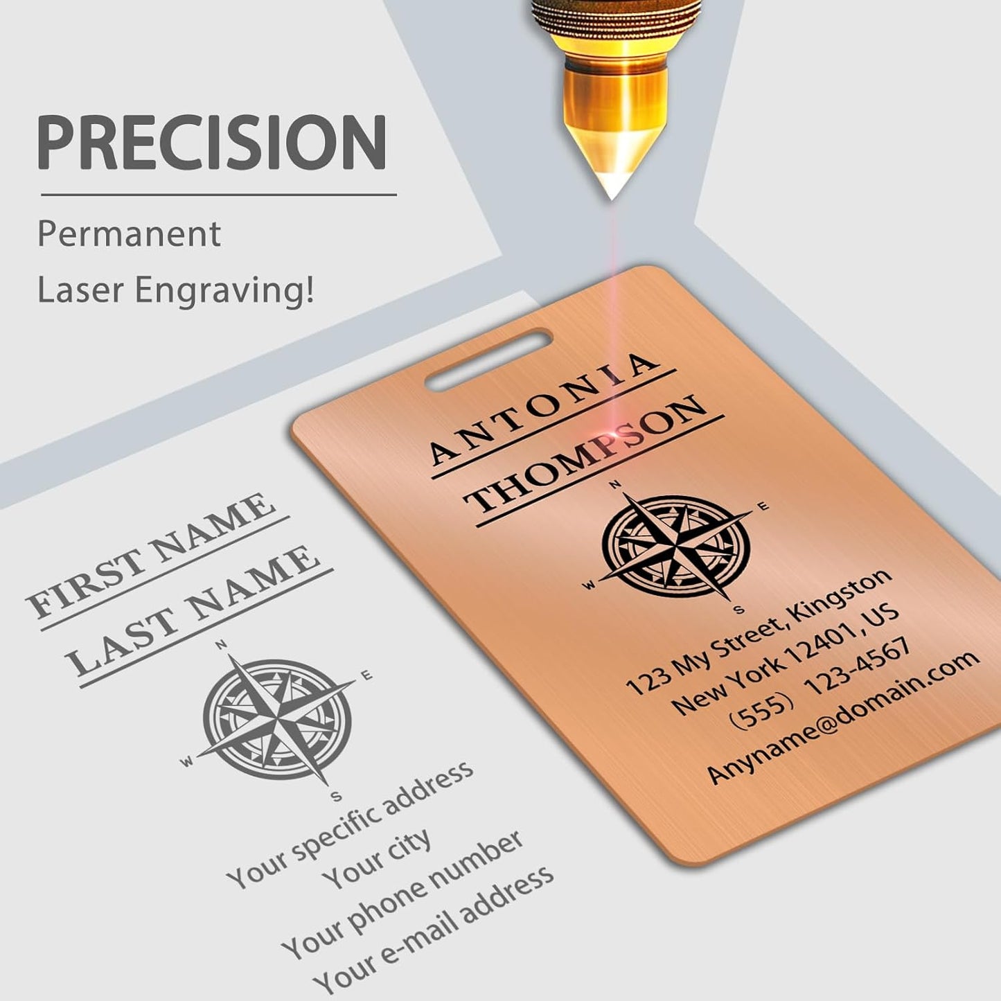 Personalized Luggage Tags for Suitcases (2/4/6/8 Pack) - Custom Engraved Metal Travel Tag, Customizable Pattern/Name/Text for Bags Backpacks Suitcases