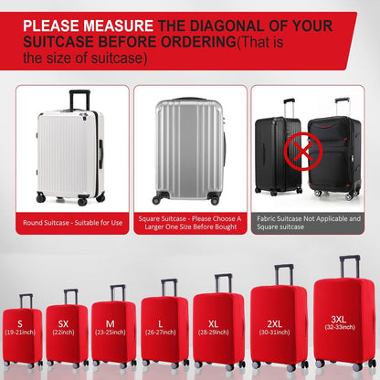 Travel Luggage Cover Suitcase Protector Scratch-Resistant Fit 19-31 Inch Suitcase, Not Included Suitcase (Red, M(24-25 inch))