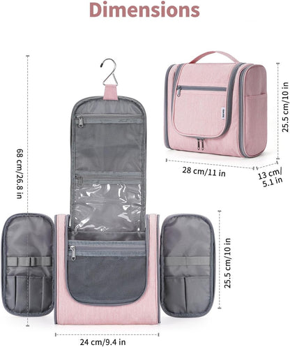 Narwey Hanging Toiletry Bag for Women Travel Makeup Bag Organizer Toiletries Bag for Cosmetics Essentials Accessories(Large, Pink)