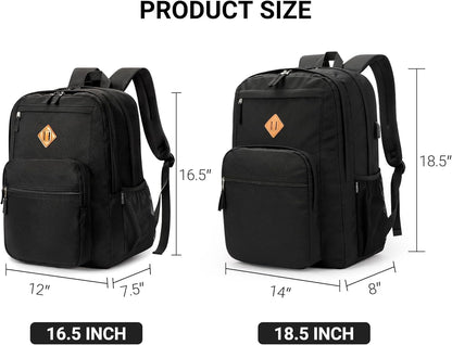 ZORFIN 36L Black Backpack for College, and Travel: Water Resistant Bookbag