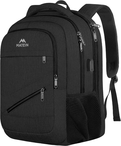 MATEIN 18.4 Inch Laptop School Backpack 50 L, Extra Large Anti Theft Carryon Backpack for Men Women TSA Approved, Work Business Bag with USB Port & Luggage Strap for Travel, Black
