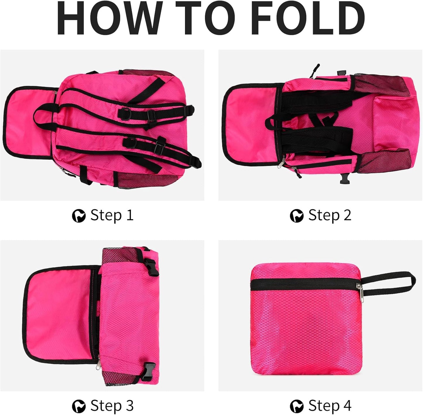 Small Hiking Daypack,15L Waterproof Hiking Backpack Packable Lightweight Travel Day Pack for Women Men (Pink, Small)