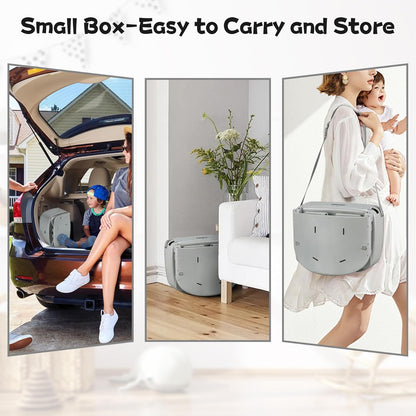 4 in 1 Portable Baby Highchair Convertible Highchair for Babies and Toddlers - Foldable Carry Small Box, High Chair, Infant Booster Seat, Dining Chair, Easy to Carry and Store (Grey)