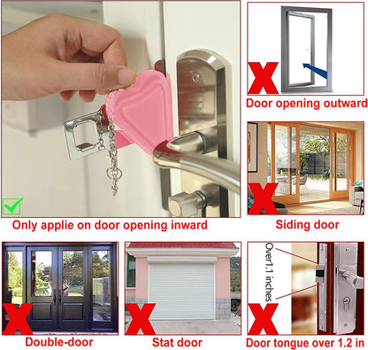 MBBEST Hotel Door Lock & Door Stop Alarm,Dual Protection Security Devices Pocket Door Stopper Self Defensey Tools for Hotel Travel Home Apartment House, Pink/Pink