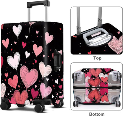 Luggage Cover Washable Suitcase Protector Anti-Scratch,Stretchable Fit for 20-34Inch Luggage Durable Travel Bag Cover with Zipper Closure (Heart-2, L(fits 28-30Inch suitcase))