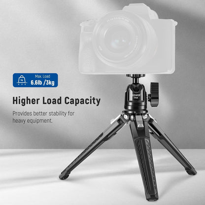 NEEWER Mini Metal Table Tripod with 360° Ball Head, Supports Vertical Recording and Handle, Portable Travel Tripod with 1/4 Inch Screw for Camera Mobile Phone Action Cam, Max. Load 3 kg, TP29