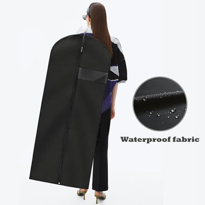 Dress Bags for Gowns Long, 60'' Garment Bags for Hanging Clothes, Suit Bag Cover for Storage and Travel, 2 Pack (Black)