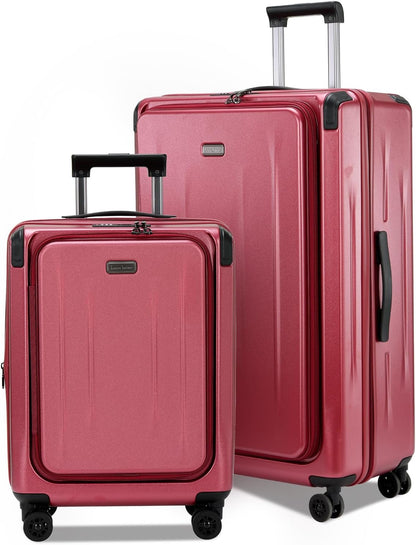 Premium Carry On Luggage, 20Inch&29 Inch Top Opening Airline Approved ABS+PC Hard Shell Suitcases with Silent Wheels, TSA Lock,Front Pocket and Wet-dry Separated Six-piece Set