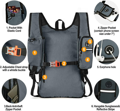 Seektop 15L Small Hiking Backpack for Women Men, Foldable Packable Backpack with Phone Pocket, Lightweight Travel Daypack for Hiking Camping Outdoor (Gray)