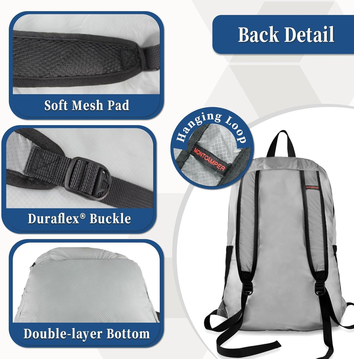 Hiking Daypack - Lightweight & Water-Resistant Portable Backpack for Travel, Camping, Outdoor Adventures(25L, grey)