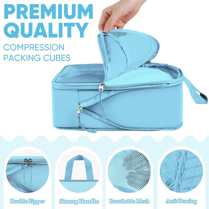 8 Set Compression Packing Cubes for Travel, Packing Cubes Compression Travel Accessories Expandable Packing Organizers for Carry on Luggage Suitcase (Gray)