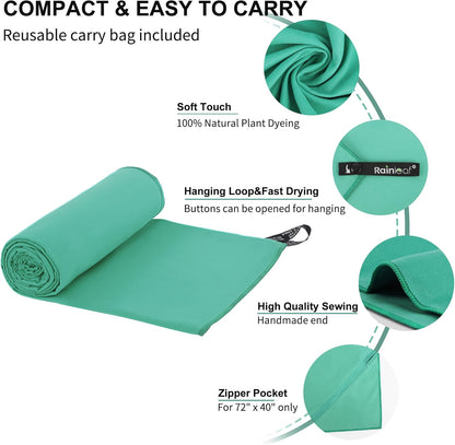 Rainleaf Microfiber Towel Perfect Travel & Gym & Camping Towel. Quick Dry - Super Absorbent - Ultra Compact - Lightweight. Suitable for Trip, Beach, Shower, Backpacking, Pool