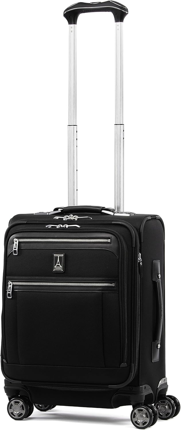Travelpro Platinum Elite Softside Expandable Carry on Luggage, 8 Wheel Spinner Suitcase, USB Port, Men and Women, International, Shadow Black, Carry On 19-Inch