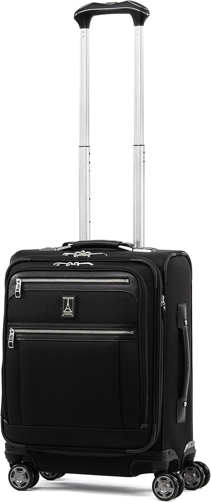 Travelpro Platinum Elite Softside Expandable Carry on Luggage, 8 Wheel Spinner Suitcase, USB Port, Men and Women, International, Shadow Black, Carry On 19-Inch
