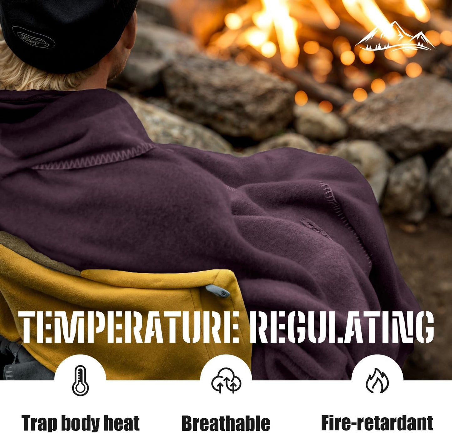 100% Wool Blanket, 62" x 86", Warm, Thick, Washable, Military Wool Blanket, Great for Camping, Outdoors, Sporting Events, Survival Kits, Plum