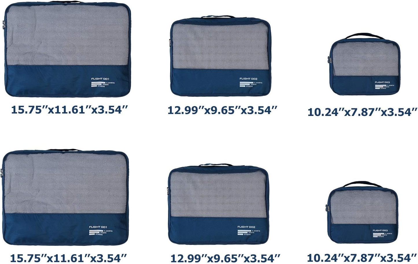 Packing Cubes Set Travel Luggage Organizers Suitcase Lightweight Accessories Navy Blue