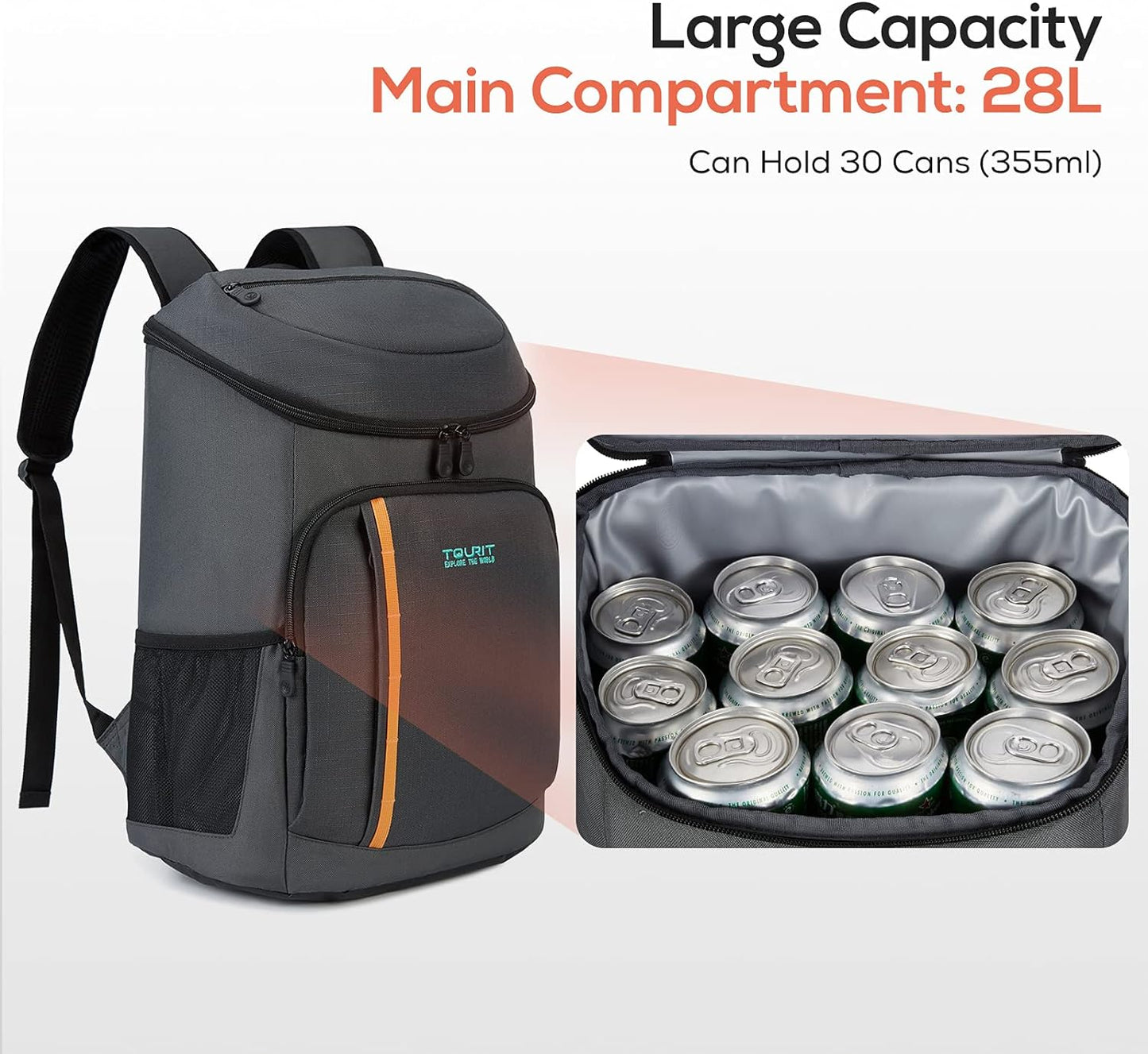 TOURIT Cooler Backpack 30 Cans Lightweight Insulated Backpack Cooler Leak-Proof for Men and Women
