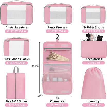 BAGAIL 6 Set/8 Set/10 Set Packing Cubes Various Sizes Packing Organizer for Travel Accessories Luggage Carry On Suitcase