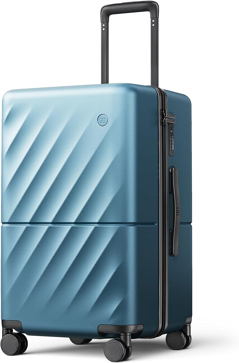 Trunk Luggage 22 Inch, Small Checked Luggage with Double Spinner Wheels, Anti-Burst Zipper, Hard Case PC Suitcase, Lightweight Travel Luggage, TSA Approved (Topaz Blue, Hudson)