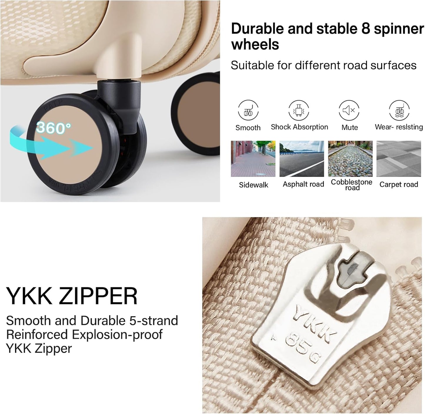 Hanke 16 Inch Underseat Carry on Suitcases with Wheels,Lightweight Hard Shell Carry on Luggage for Weekender, Travel Approved Small Suitcase,Travel Luggage for Womem Men,Cuba Sand pink.