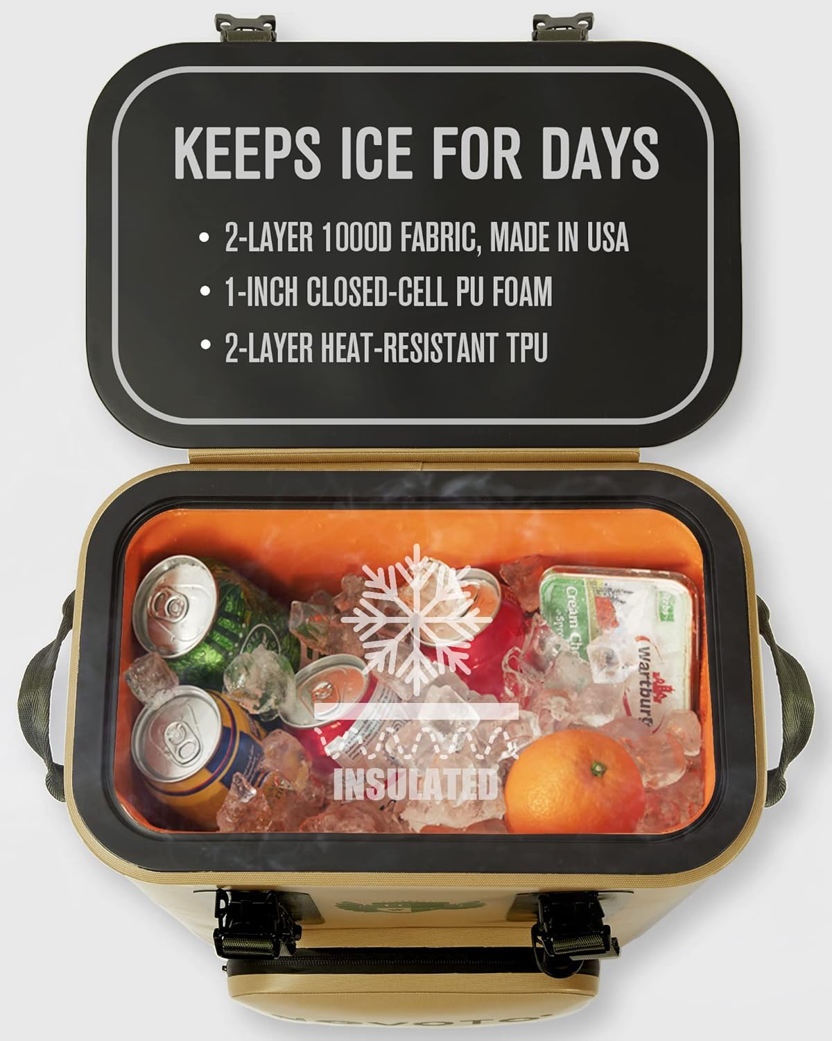 Magnetic Soft Cooler, Zipperless Soft Sided Cooler Bag for Men & Women, Insulated Backpack Coolers for Tailgating, Beach, Lunch, Picnic, Kayak