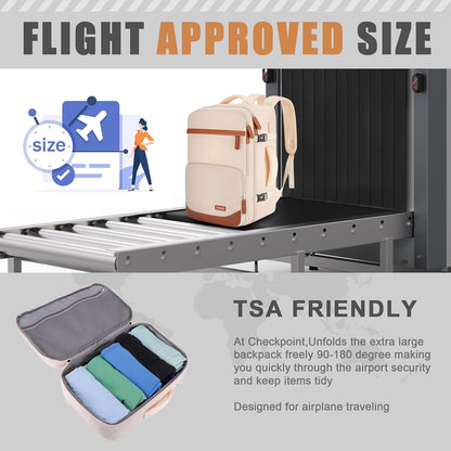 50L Travel Backpack with USB Charging Port, Water-Resistant Carry On Backpack for Men Women, Business Laptop Backpack for Trips & Commutes, Fits 18 Inch Laptop