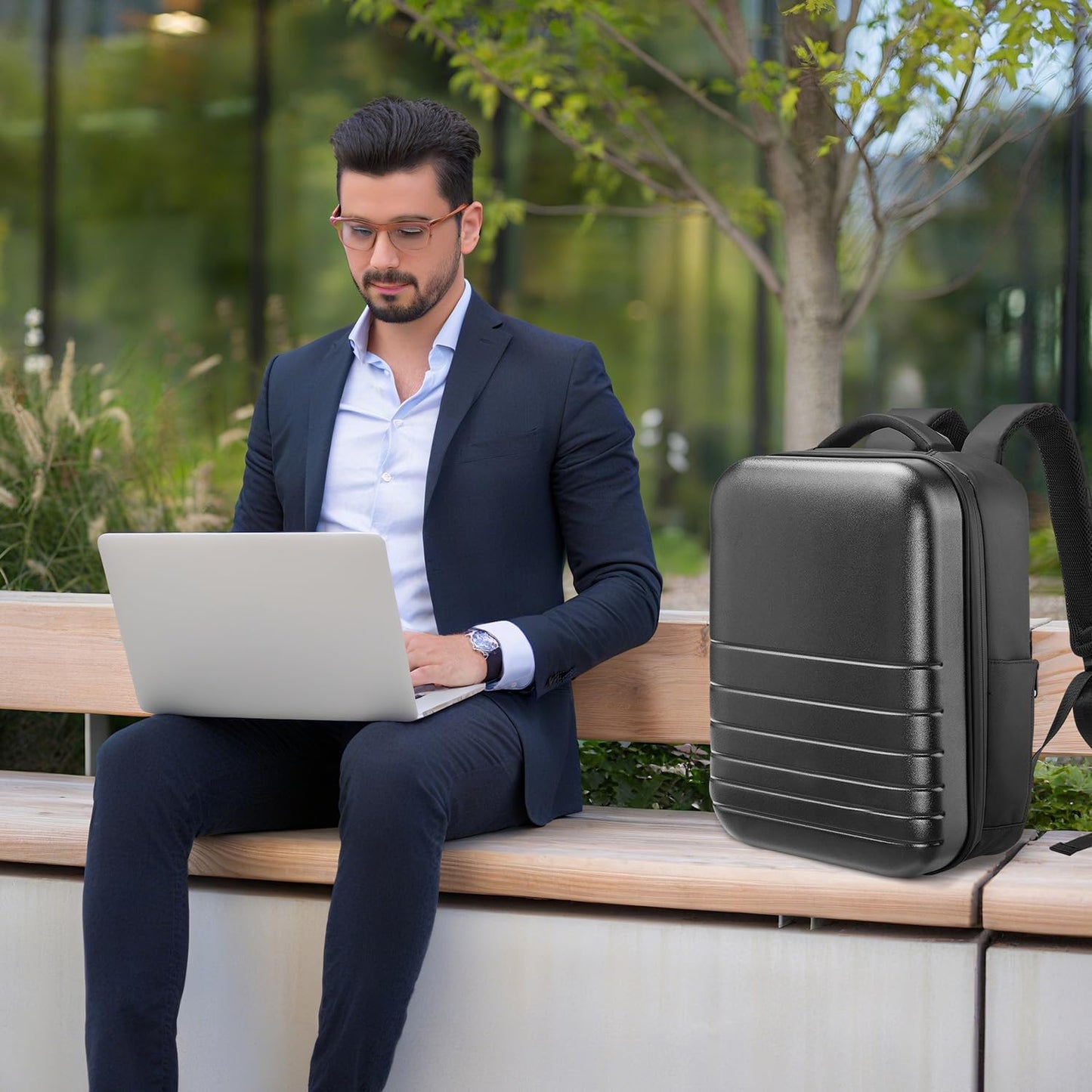 SOKOK Carry On Travel Backpack Waterproof Business Backpack with Laptop Compartment, Hardshell Computer Backpack for Men and Women, Graphite