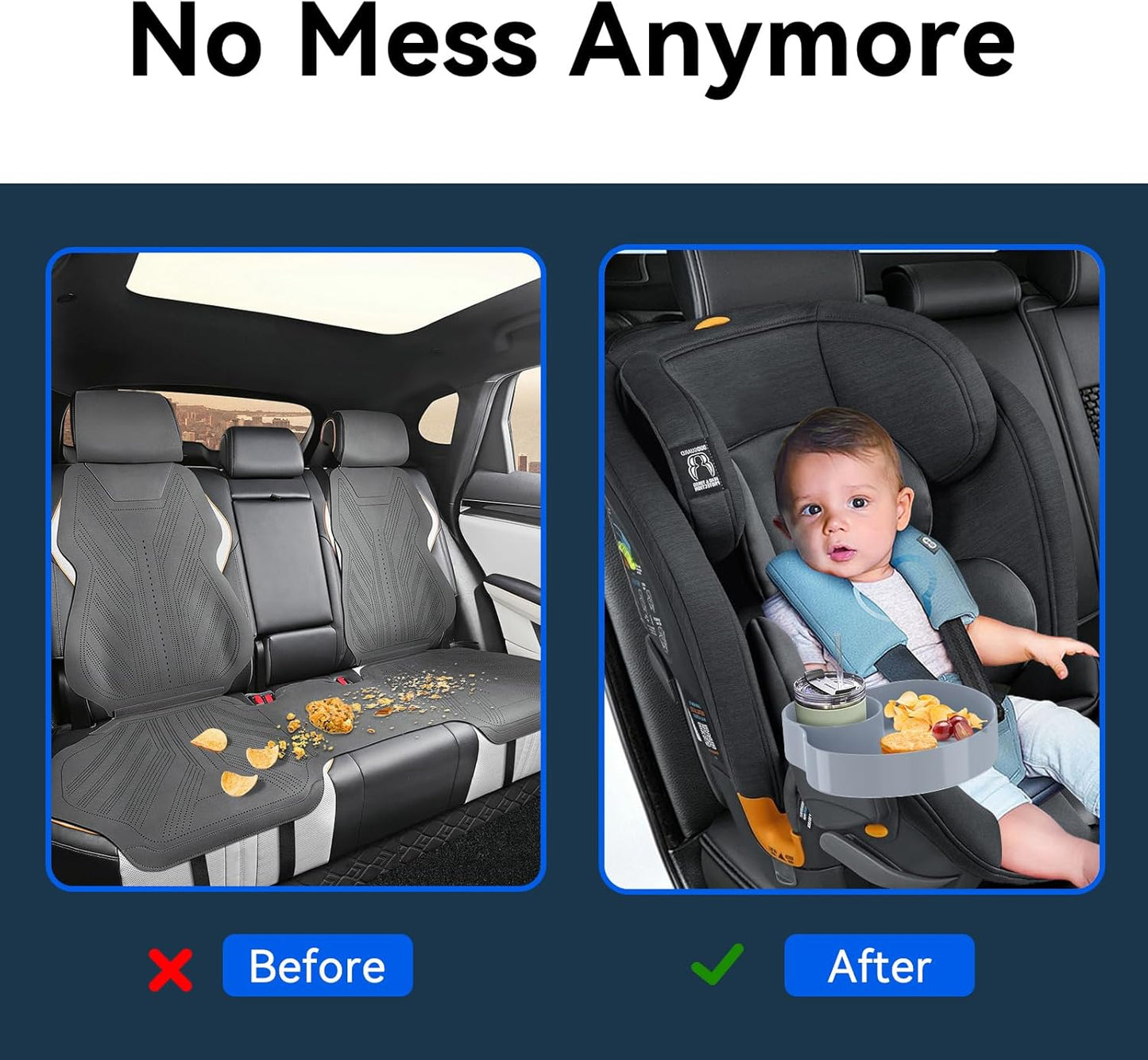 Kids Car Seat Tray, Travel Tray with Cup Holder for Toddler Baby, Kids Car Seat Food Snack Organizer for Road Trip, Stroller Snack Organizer Travel Must Haves Toddler Must Haves (Light Grey, 1 PCS)